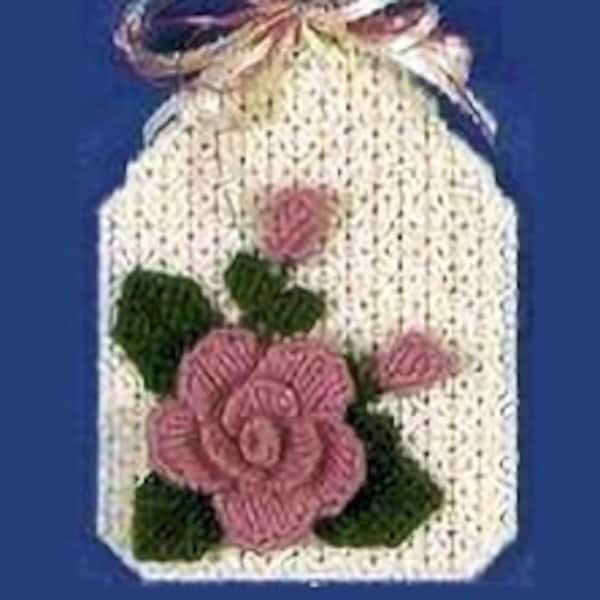 Vintage Plastic Canvas Pattern:  Embroidered Victorian Rose Fly Swatter