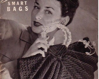 Vintage Crochet Pattern Book:  Quaker Smart Bags,  Handbag Patterns from the 1940s