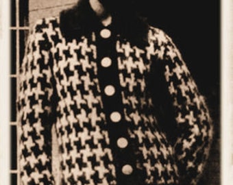 Vintage Knitting Pattern : Houndstooth Jacket