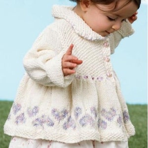 Vintage Knitting Pattern:  Empire Waist Baby Cardigan Sweater (3 mo, 6 mo, 12 mo, 18 mo)