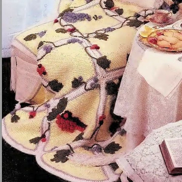 Vintage Crochet Pattern :  Heirloom Grape Vine Afghan (1988)