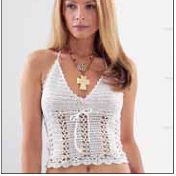 Vintage Crochet Pattern:  Lace Halter Top With Scalloped Edge  (Size XS, S, M, L, XL)