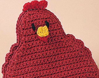 Vintage Crochet Pattern:  Country Farmyard Chicken Towel Topper