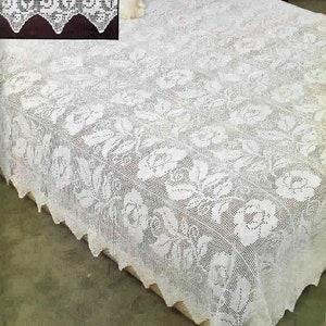 Vintage Crochet Pattern: Victorian Rose Heirloom Bespread in Filet ...