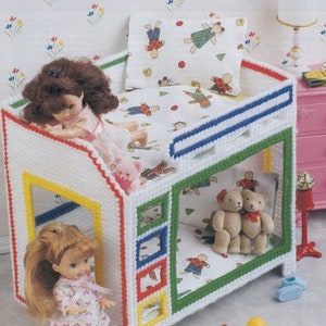 Vintage Plastic Canvas Pattern:  Barbie Furniture Baby Bunk Beds for Dream House