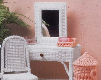 Vintage Plastic Canvas Pattern:  Barbie Furniture for Dream House Vanity Room Collection