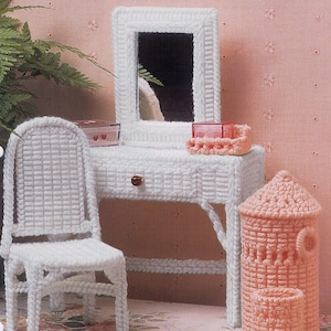 Vintage Plastic Canvas Pattern:  Barbie Furniture for Dream House Vanity Room Collection