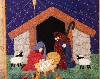Vintage Quilting Pattern:  Christmas Nativity Scene Wall Quilt (17x19 inches)