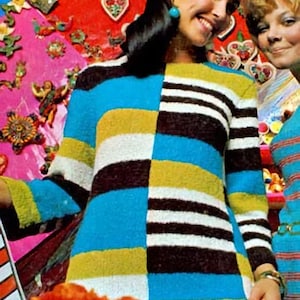 Vintage Knitting Pattern:  60s Style Geometric Color Block Tortuga Dress (size 8, 10, 12, 14, 16)