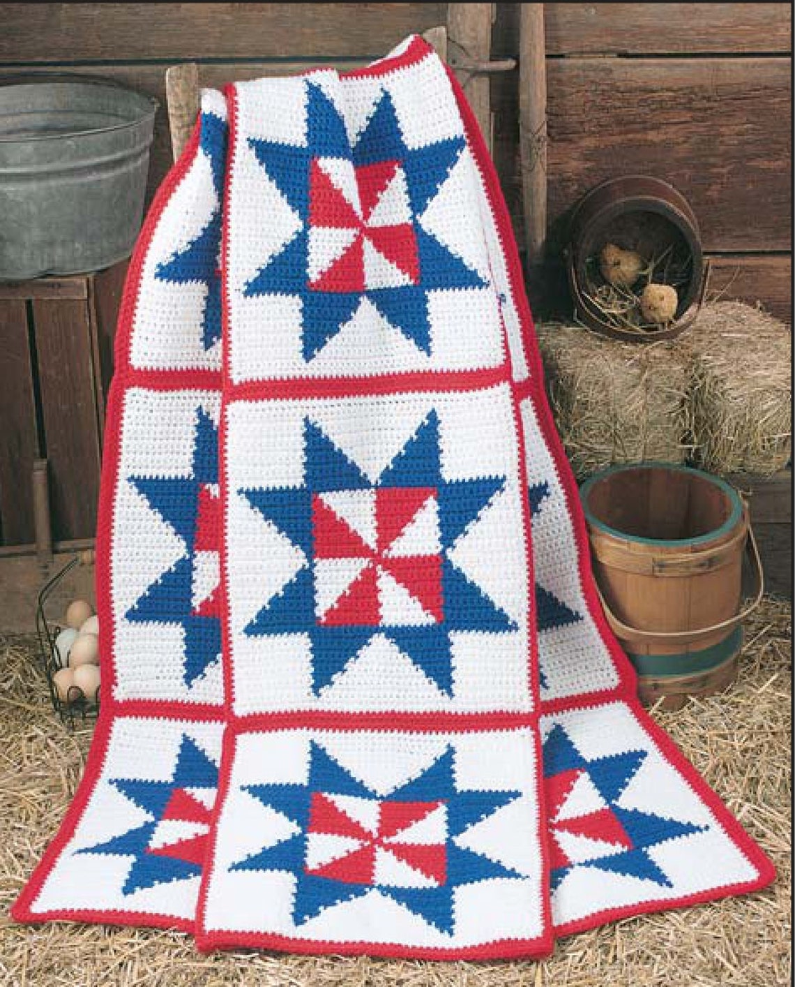 Vintage Crochet Pattern: Patriotic Pinwheel Barn Quilt Afghan - Etsy