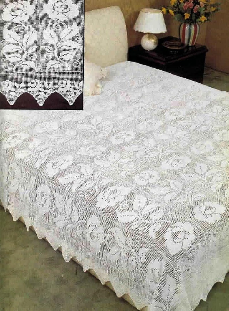 Vintage Crochet Pattern: Victorian Rose Heirloom Bespread in Filet ...