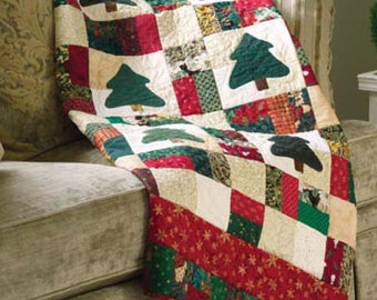 Vintage Quilting Pattern:  Primitive Christmas Tree Scrap Quilt (52" x 64")