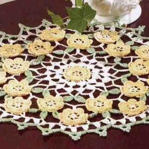 Vintage Crochet Pattern:  Heirloom Floral Buttercup Lace Doily, Home Decor