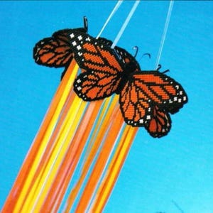 Vintage Plastic Canvas Pattern:  Monarch Butterfly Windsock (Wind Sock)