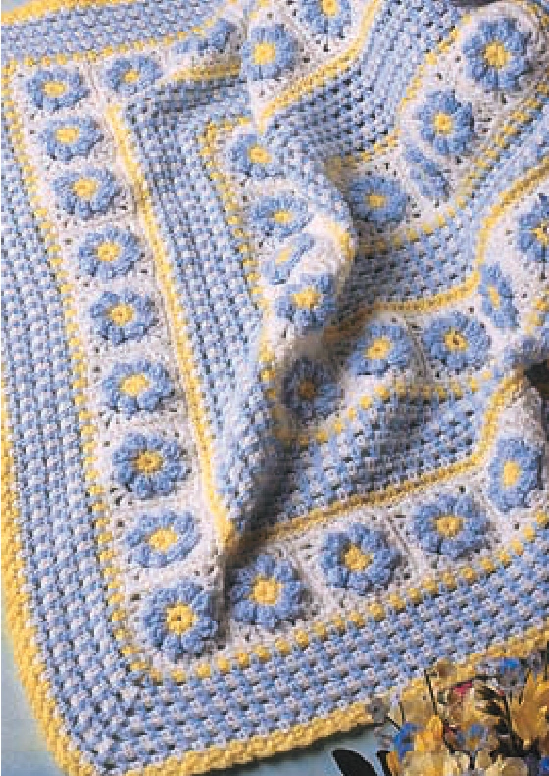 ヴィンテージクロッシェパターン：ブルーバイオレットフラワーガーデン