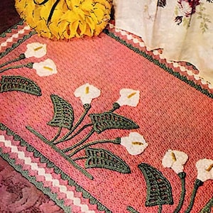 Vintage haakpatroon: calla lelietapijt / badmat met bloemen