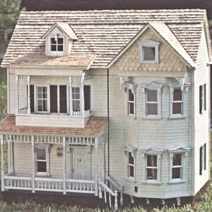 Vintage houtbewerkingsplannen -- 3 afzonderlijke poppenhuisconstructies -- 1:12 Victoriaans, Georgisch en koloniaal (1994)