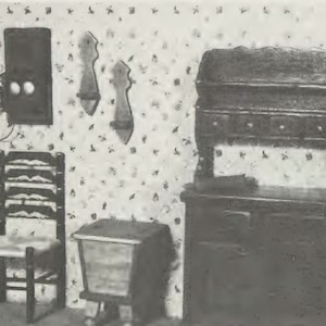 Vintage Woodworking Plans - 1:12  Early American Dollhouse Kitchen Furniture (Trestle Table,  Chairs, Hutch, Dough Box, Sugar Bin, etc)