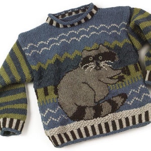 トップス FOURAM RACCOON WOOL KNIT Vintage Knitting Pattern: Child's Raccoon Sweater (size 2, 4
