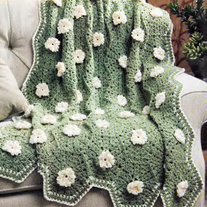 Vintage Crochet Pattern:  Lily Pads Floral Afghan