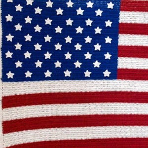 Vintage Crochet Pattern:  July 4th Patriotic Independence Day American Flag in 4 sizes