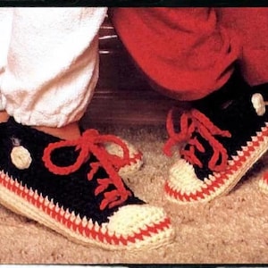Vintage Crochet Pattern :  Sneaker Slippers (Men&#39;s, Women&#39;s, and Child&#39;s Sizes)