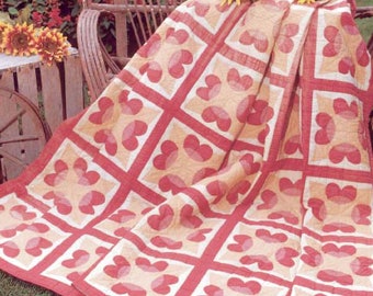 Vintage Quilting Pattern:  Patchwork Hearts Quilt (80" x 80")