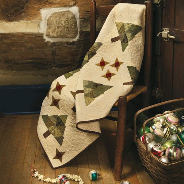 Vintage Quilting Pattern:  Primitive Christmas Trees & Stars (39.25" x 42.25")