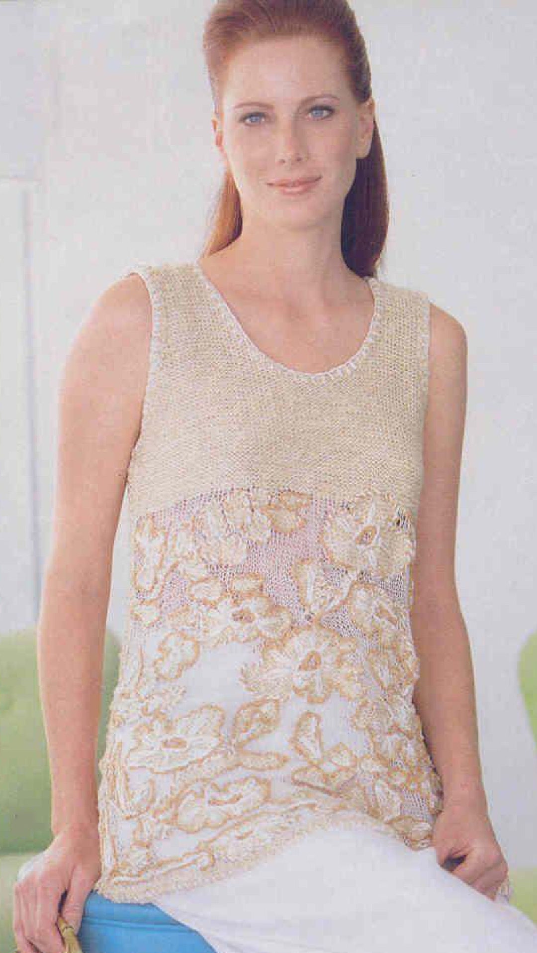 Vintage Knitting Pattern: Freeform Floral Sheer Tank Top (blouse ...
