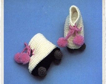 Vintage Crochet Pattern :  Roller Skate Baby Booties