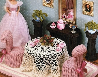 Vintage Häkelanleitung: Barbie Modepuppen Möbel - Romantisches Esszimmer mit Accessoires