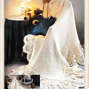 Vintage Crochet Pattern:  Heirloom Victorian Pineapple Afghan (sized for both baby and adult)