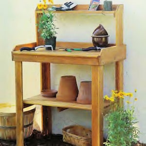 Piani per la lavorazione del legno vintage: panca per invasatura per il giardinaggio