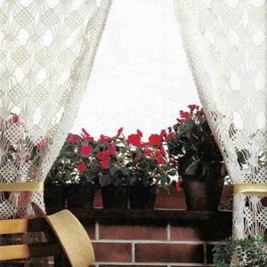 Vintage Crochet Pattern:  Cobweb Lace Curtain Panels  22&quot; x 56.25&quot;
