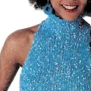 Vintage Knitting Pattern :  Turtleneck Halter Top Sweater  (1987)