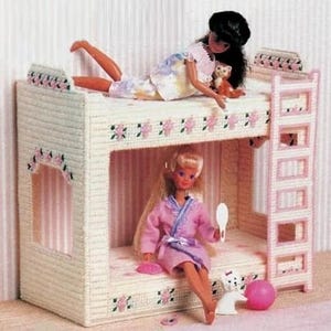 Vintage Plastic Canvas Pattern:  Barbie Doll Furniture -- Bunk Beds