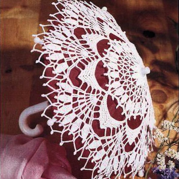 Vintage Crochet Pattern:  Satin Lined Victorian Parasol  (12 inch diameter)