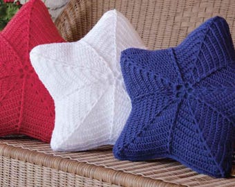 Vintage Crochet Pattern :  Patriotic Star Pillow