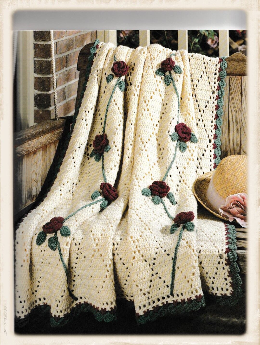 Vintage Crochet Pattern : Heirloom Rambling Roses Victorian Afghan - Etsy