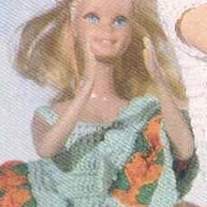Vintage Crochet Pattern:  Floral Sundress  (sun dress) for Barbie -- Includes Pattern for Matching Shawl