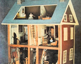 Vintage Woodworking and Crafting Plans -- 1:12  Colonial Dollhouse (doll house) and Early American Furnishings