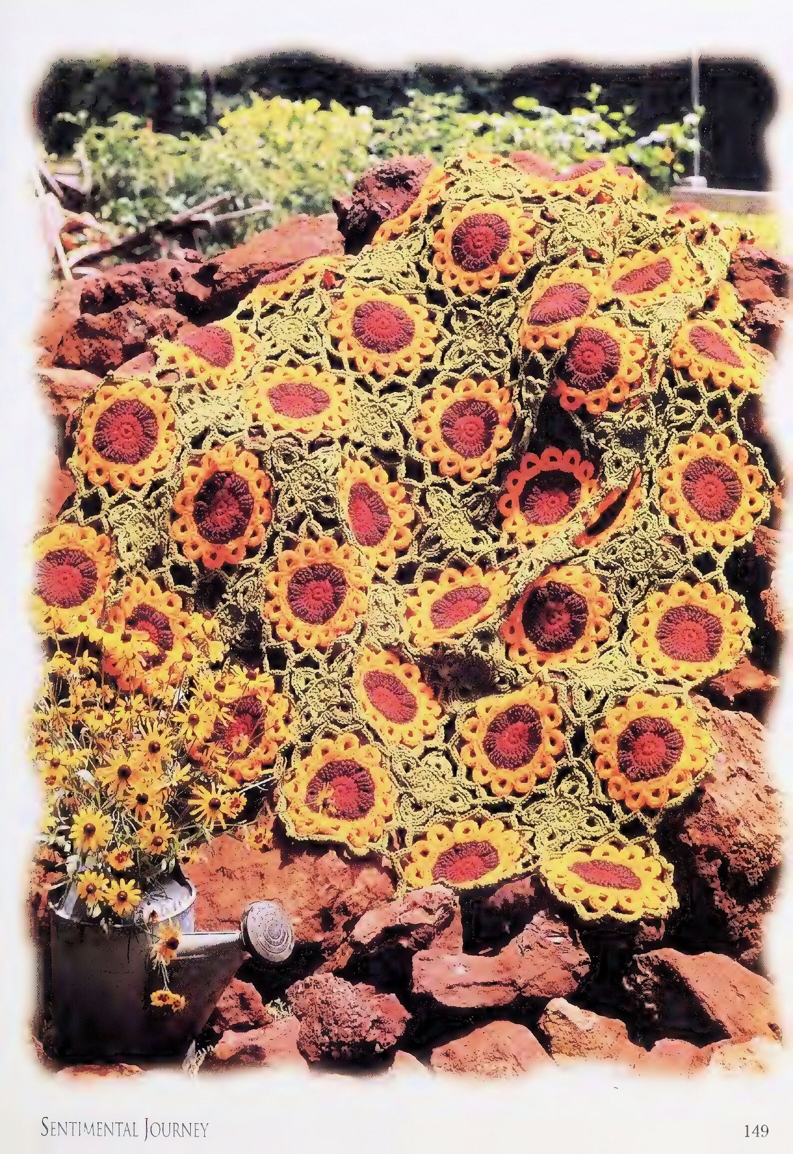 Vintage Crochet Pattern: Heirloom Sunflowers in Lace Afghan (1996) - Etsy
