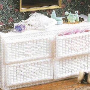 Vintage Plastic Canvas Pattern:  Wicker Dresser for Barbie&#39;s Dream House  (1996)