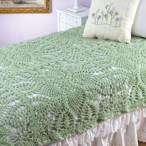 Motif au crochet vintage : jeté de lit en dentelle ananas, couverture afghane (50 x 73 po.)