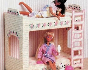 Vintage Plastic Canvas Pattern:  Barbie Doll Furniture -- Bunk Beds