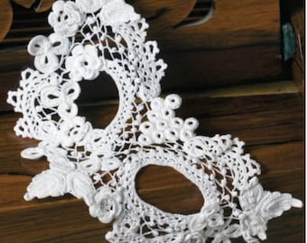 Vintage Crochet Pattern:  Irish Crochet Lace Masquerade Mask