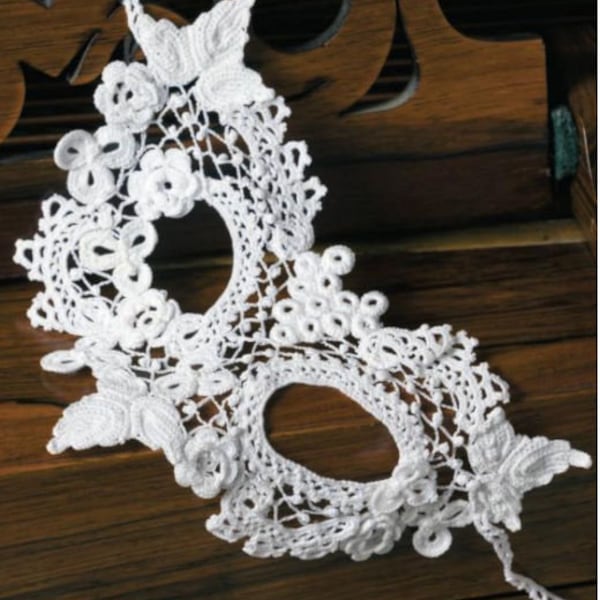 motif de crochet vintage: masque de mascarade en dentelle au crochet irlandais