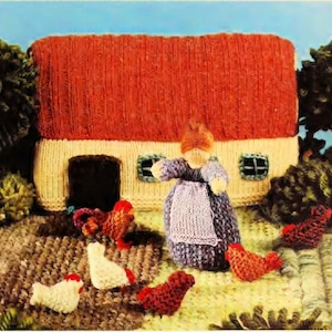 Vintage Knitting (and Latch Hook Rug)  Pattern:  Fantasy Farm Children&#39;s Play Set (1989)