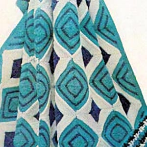 Vintage Knitting Pattern:  Geometric Dutch Tile Geometric Afghan