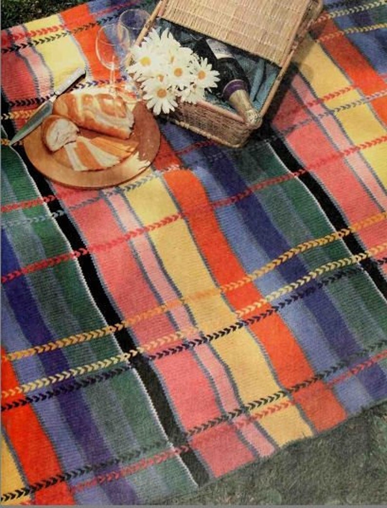 Vintage Knitting Pattern Striped Afghan 1986 Etsy